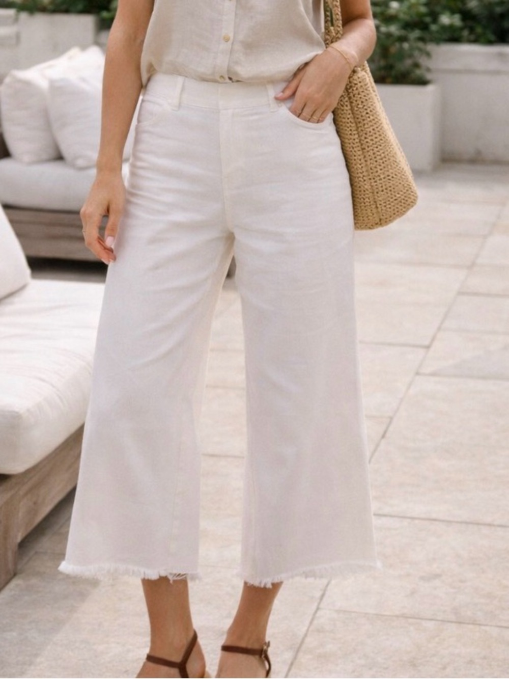 Avenue Montaigne Stretch-Denim Wide-Leg White‎ ALEX Jeans Capsule Wardrobe